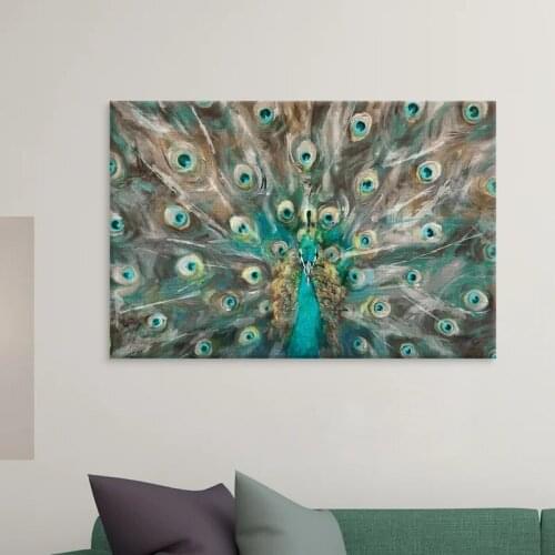 Home Decoration Canvas Peacock Colorful Wrapped Cool Painting Wall Art Poster Modular Picture No Frame For Bedside Background