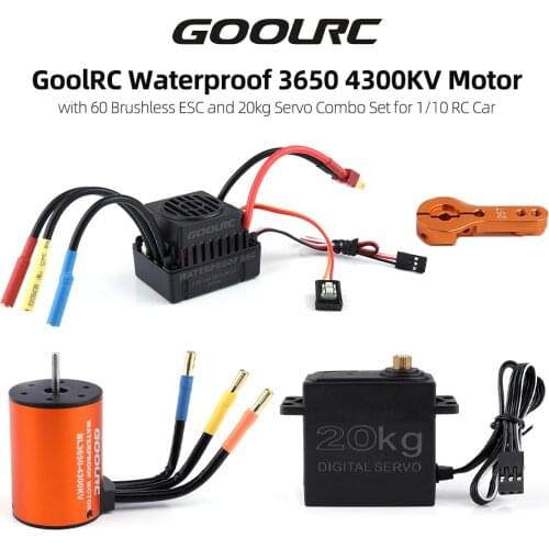 GoolRC Combo Set 3650 4300KV RC Motor 60 Brushless ESC 20kg Servo w/ 25T Servo Arm for 1/10 RC Truck Off-road