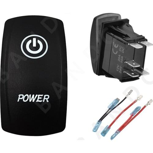 POWER Rocker Switch 5P ON-OFF SPST White Led Lights Toggle Switch for Car Boat Carling RV SUV Van，Jumper Wires，Auto Accessory