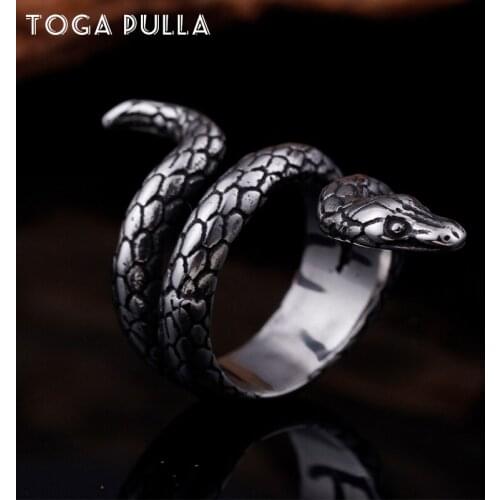 Fashion Gothic Gold Silver Color Snake Ring Cool Stainless Steel Cobra Ring Reptile Men Women Fashion Punk Jewelry
