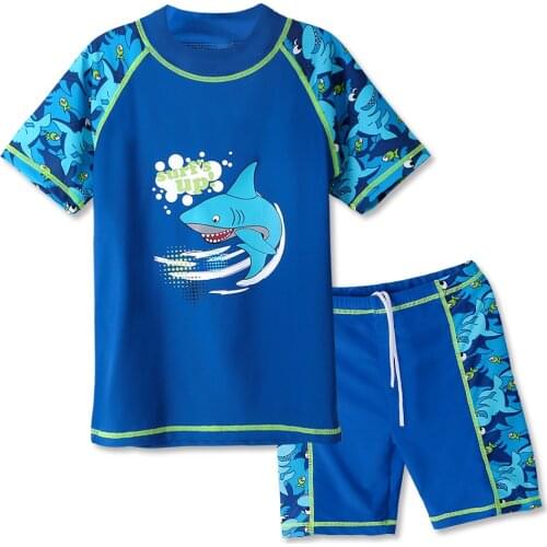BAOHULU 3-12 Years Boys Swim Clothing Set UPF50+ Lycra Two Pieces Swimsuit for Children Boy Kids Beach Swim Suits Top+Shorts