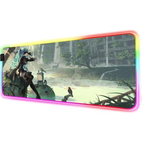 NieR Automata RGB Mouse Pad Black Gaming Accessories Large LED MousePad Desk Mats PC Desk Play Mat with Backlit for Bears Pc XXL