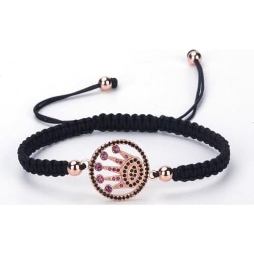Hot Sale Charms Bracelets Pave CZ Crown Bracelet For Women Hand-woven Bracelet Adjustable Bracelet For Facebook Instargram