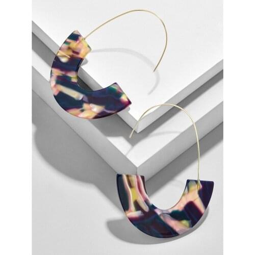 YJX Fashion Womens Semicircles Statement Earrings , Geometric Multi-coloured Resin Drop Threader Earrings Free Shipping