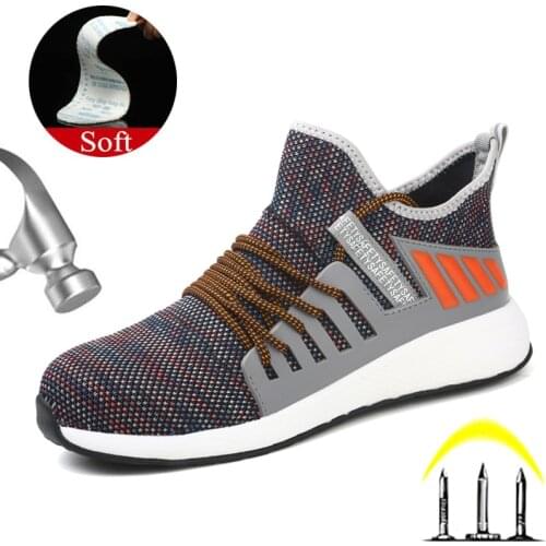 Men Safety Shoes Lightweight Steel Toe Safety Working Shoes Breathable Work Boots Footwear Puncture Proof Indestructible Sneaker