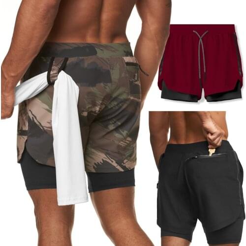 Camouflage Running Shorts Men 2 in 1 Sports Jogging Fitness Shorts Training Quick Dry Mens Gyms Men Shorts Sport gym Short Pants