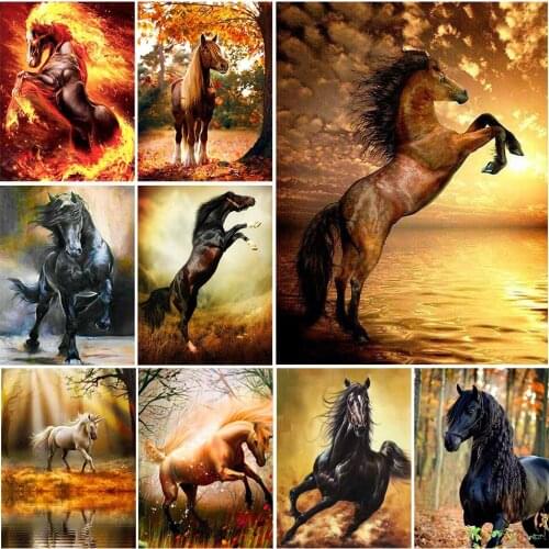 5D DIY Diamond Painting Crystal Animal Horse Kits Full Drill Square Embroidery Mosaic Art Picture of Rhinestones Home Decor Gift