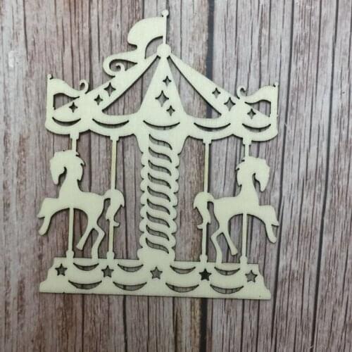Set of 50 laser cut wood Carousel horses wooden craft shapes pieces wooden home decoration