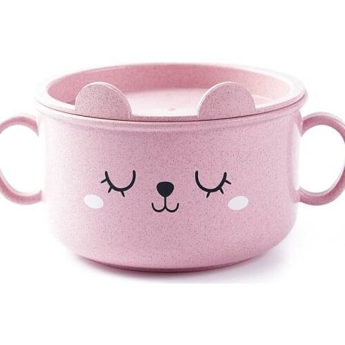 Cute Baby Cartoon Bamboo Dishes Children Food Container Placemat Infant Feeding Bowl 3 Colors Kids Tableware Dinner Set TY0562