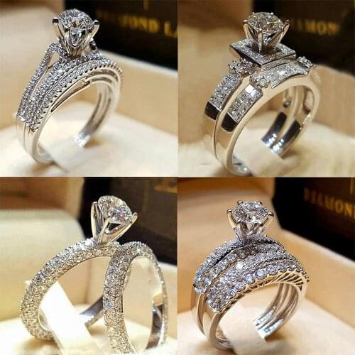 Natural Jewelry White Crystal Ring Bride Wedding Engagement Rings for Women Punk Gothic Accessories Gift Size 6 7 8 9 10