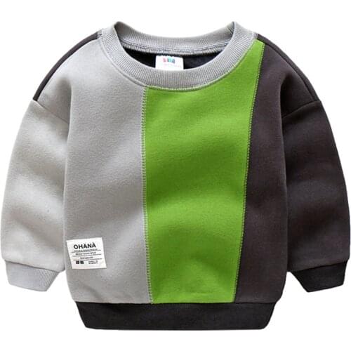 2020 Autumn Winter 2-11 12 Years Teenage Children Long Sleeve Color Patchwork Kids Baby Child School Boys Plus Velet Sweatshirts