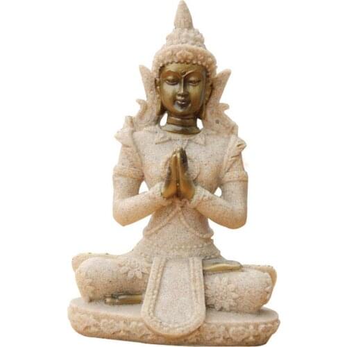 Sand Stone Meditation Buddha Statue Hand Carved Wealth Artist Luck Hindu #4