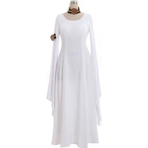 Medieval Dress Cosplay Long Sleeves White Linen Medieval Renaissance Dress 18th Century Masquerade Dress Ball Gown Costume