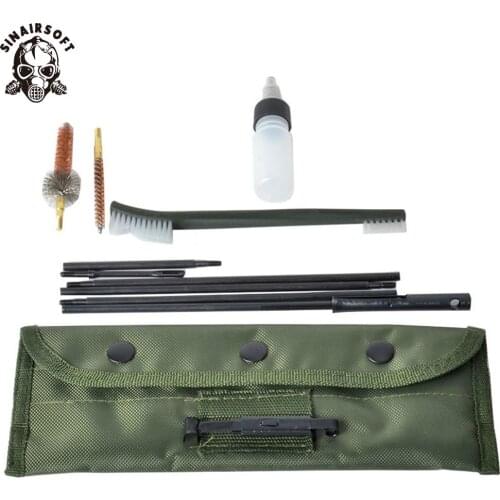 SINAIRSOFT Paintball Hunting Airsoft AR 15 AK 5.56mm M16 Portable Carbine Rifle Cleaning Kit With Flexible Rod Brushes Pouch