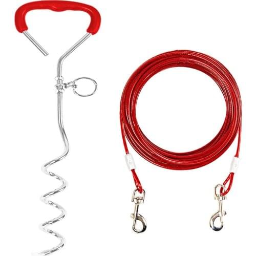 Dog Yard Stake with Tie Out Cable Dog Chain for Camping or Backyard Dog Training Leash Great for Medium Large Dogs Up to 125 lbs