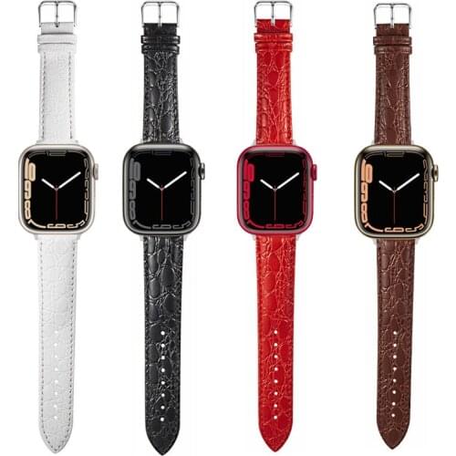 Alligator pattern strap For Apple Watch Leather band 44mm 40mm 42mm 38mm Wristband Replacement bracelet iwatch series 6 SE 5 4 3