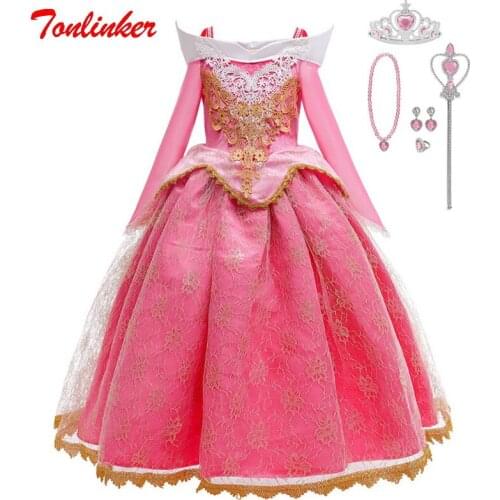 Christmas Girls Princess Costume Long Sleeve Velvet Long Party Dress Kids Carnival Cosplay Fancy Dress Lace Gold Thread Dresses