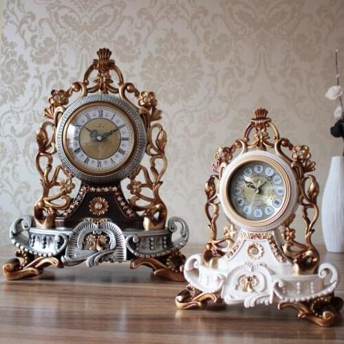 Lucky Atmosphere Silent Desk Clock European-style Clocks High-end Living Room Bedroom Desktop Clocks