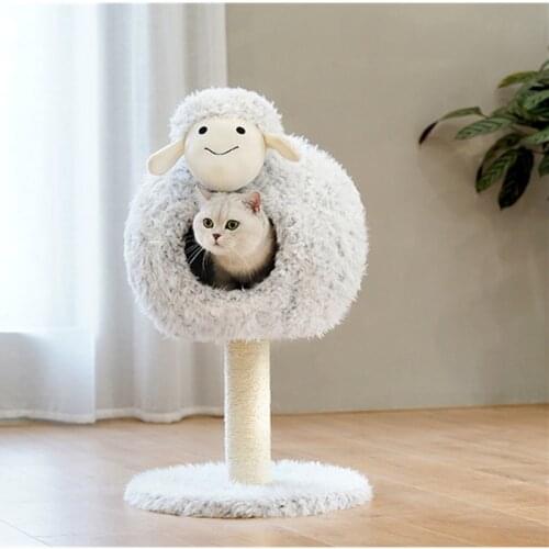 Cat Bed Sisal Rope Removable Lamb shape House Cat Tree for Cat Tree christmas Cat Cave Self Warming Pet Beds Pet Supplies