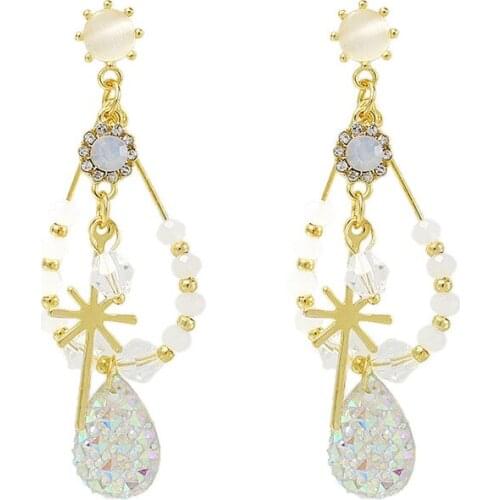 New Earrings Fashion Jewelry Crystal Long Temperament Small Color Crystal Earrings Wholesale Kolczyki Earrings For Women