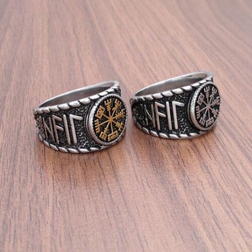 Slavic Compass Rings for Men Retro Viking Compass Amulet Ring Trend Casual Party Jewelry Gift