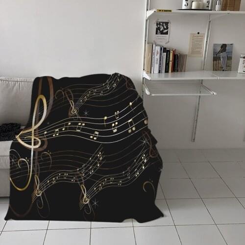 Special Throw Blanket For Bed Piano Sheet Music Notes Golden Nap Traveling Soft Flannel Blanket Childrens Bedroom Bedspreadc