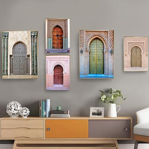 Vintage Morocco Colorful Style Door Wall Art Canvas Painting Nordic Posters and Prints Wall Pictures for Living Home Decoration