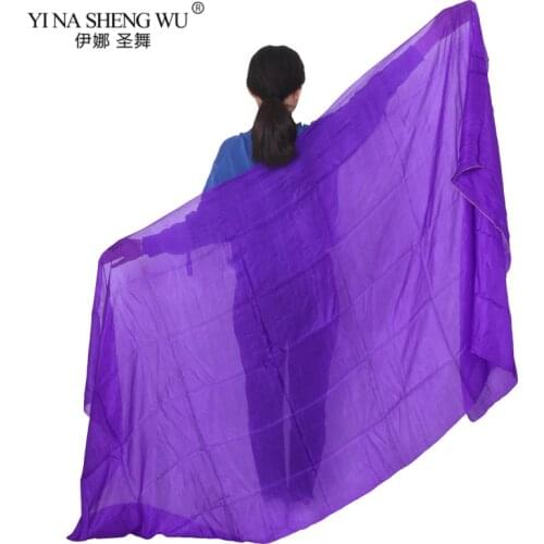 100% Silk Belly Dance Veil Belly Dance Silk Shawl Scarf Purple Color Belly Dance Practice Performance Silk Veils 250/270*114 cm