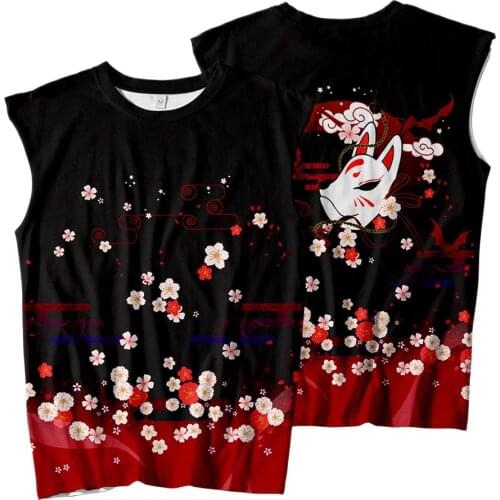 Women Men Black Floral Fox Print Singlet Vest Sleeveless Summer Couple Casual Streetwear Tank Tops Plus Size S-6XL