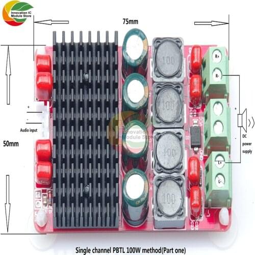 Ziqqucu WAVGAT TPA3116D2 50Wx2 2.0 amplifier board TPA3116 PBTL 100W Stereo Audio Amplifiers DC 24V For 4OHM 8OHM Speaker