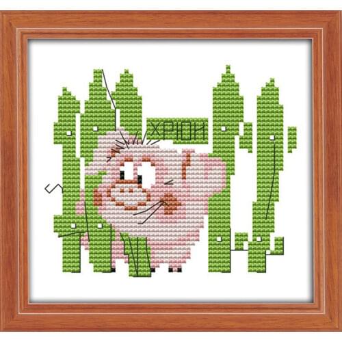 Probe the head of the piggy cross stitch kit aida 14ct 11ct count printed canvas stitches embroidery DIY handmade needlework