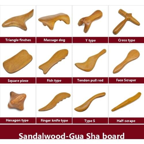 1 pc Natural Sandalwood Scraping Board Wooden Gua Sha Face Body Massager Acupoint Massage Therapy Tool Face-lift Guasha Scraper