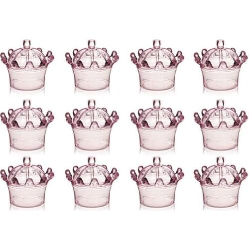 12 PCS Candy Boxes Plastic Mini Dome with Crown Design Party Decoration Clear Plastic Crown Fillable Party Favor Box for Candies