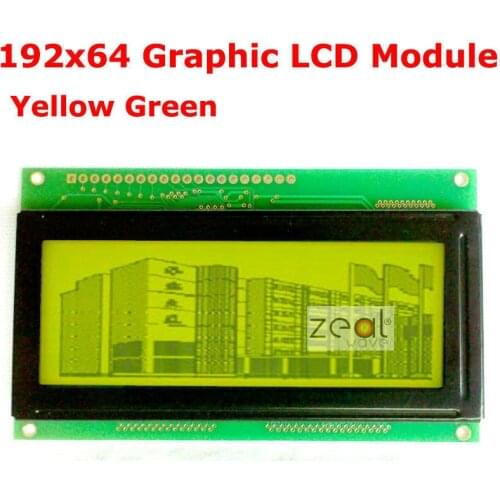 192x64 19264 192*64 Graphic Dot Matrix LCD Module Yellow Green LED Backlight KS0108 Free Shipping Free Tracking