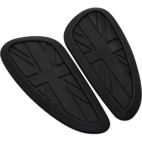 2x Universal Motorcycle Vintage Rubber Gas Tank Traction Pad Side Fuel Knee Protector Sticker Cafe Racer Custom Dual Sport bike