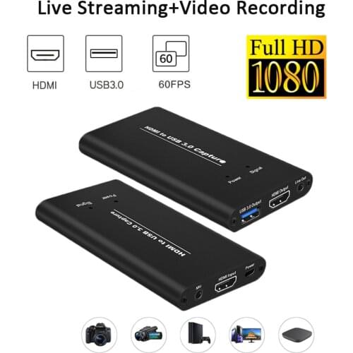 4K HDMI-Compatible to USB3.0 Video Capture Dongle Video Recording Live Streaming with Mic Input for PS4/XBOX/Switch/Camera