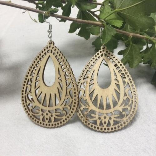 5 pair laser cut wood Earrings wood dangle earrings