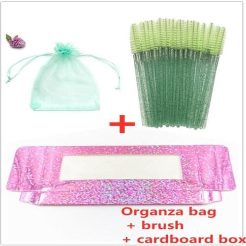 50/100pcs 3 in 1 wholsale eyelash packaging bag 3d strip lash glitter paper box eyelash add organza Baggies and Lash Brushes