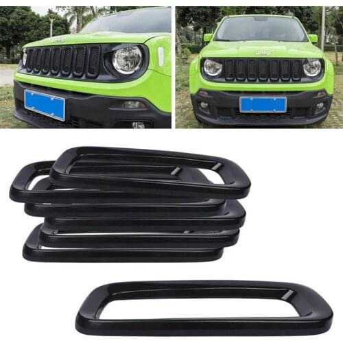 7pcs/Set Front Grill Grille Insert Cover Trim Frame For Jeep Renegade 2015-2018