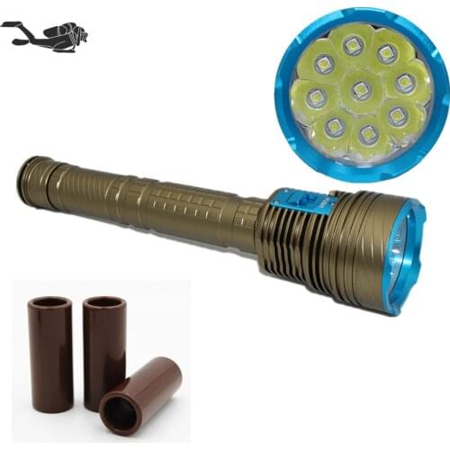 9200 Lumens 9 x XM-L2 LED Diving Flashlight Underwater 100 Meters Waterproof 3 Modes Torch Dive Light power by 18650 26650