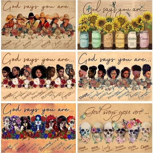 5D DIY Diamond Painting Girls , cowboy god says you are poster Full Drill Embroidery Cross Stitch Mosaic Home Decor Craft Gifts