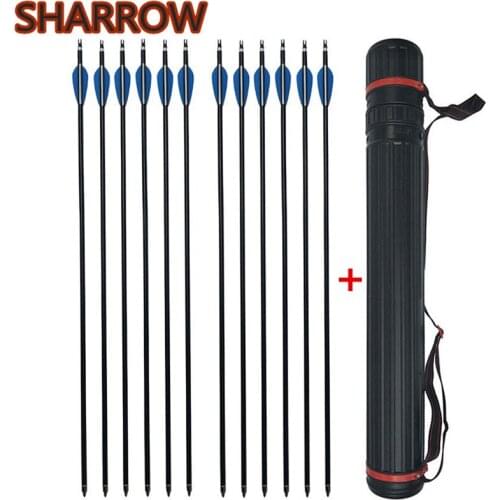 12pcs 30" Archery Aluminum Arrows Shaft Spine 300 Screw Point Tips Broadhead With Arrow Quiver For Shooting Training Accessories