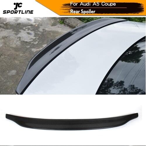 Car Style Carbon Fiber Racing Rear Trunk Lip Spoiler Wing for Audi A5 Standard Coupe 2-Door 2008 - 2015 Boot Lip
