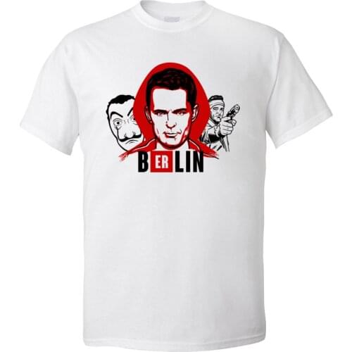 Berlin 100% Cotton Mens Short Sleeve Tops T Shirt La casa de Papel NEW YEAR DAY T-shirts Unique Sweatshirts Newest Round Neck