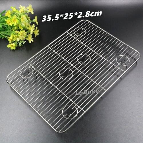 Big size 35.5*25cm hard stainless steel wire bread rack muffin cooling racks bakery tools BBQ roasting grilling frame kitchen