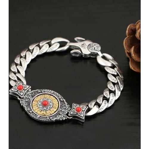 New S925 pure silver jewelry personality Thai silver lucky beast bracelet for man vajra for male bracelet mens silver bracelet
