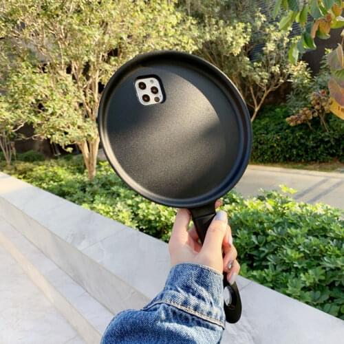 Cartoon 3D Frying Pan Phone Case For Huawei P40 Pro P30 Mate 20 40 Nova 3 7 Kitchen Iron Non-stick Pancake Pot Shape Soft Cover