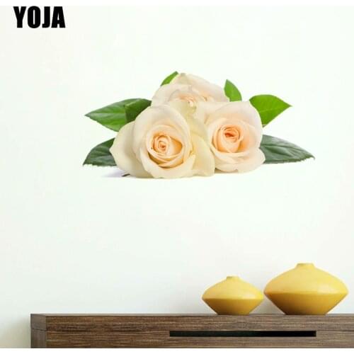 YOJA 50×23.3CM White Rose Fashion Home Living Room Kitchen Wall Decor Stickers 8WS0304