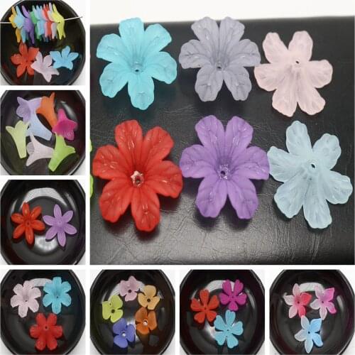 DIY Mixed Color Frost Acrylic Blossoms Flower Bead Cap Cone With Center Hole