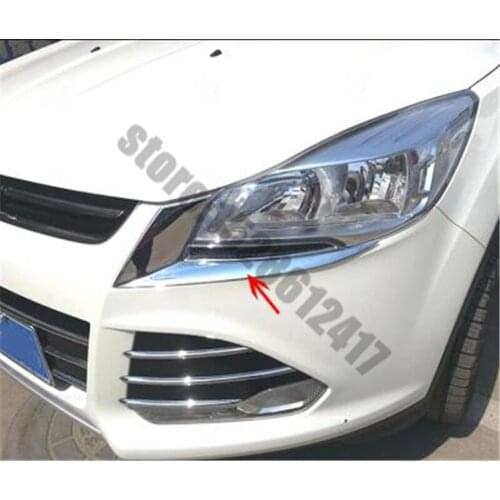 For Ford Kuga/Escape 2013-2016 Car styling ABS Chrome Front Headlight eyebrow trim